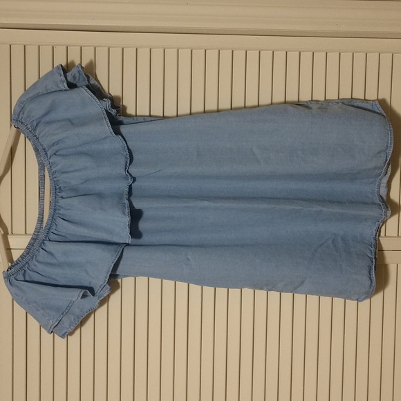 Zara Woman Premium Denim Chambray Off the Shoulder Mini Dress Size Small - Picture 4 of 9